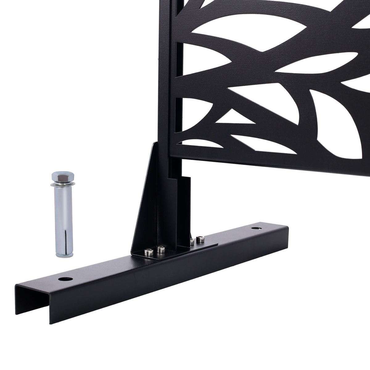 Metal Privacy Screen Room Divider with Freestanding Design - Black
