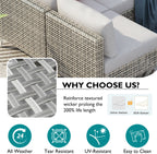 7-Piece Wicker Patio Furniture Set with Water-Resistant Cushions - Neutral