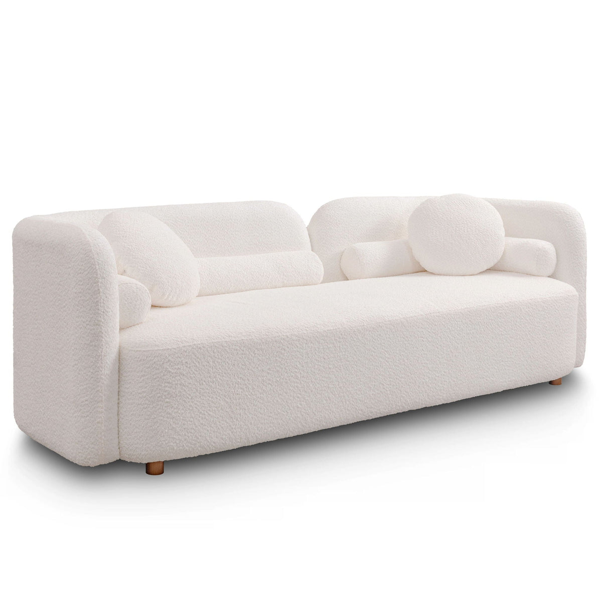 Luxury Modern Couch, 3 Seater Sofa with Throw Pillows - White