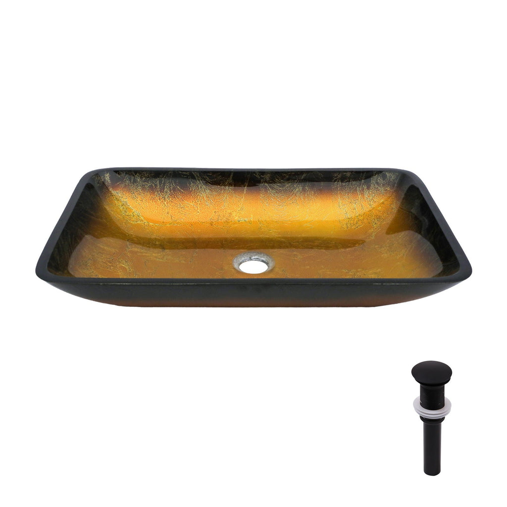 Gradient Tempered Glass Vessel Sink with Pop-Up Drain - Gold or Blue