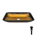 Gradient Tempered Glass Vessel Sink with Pop-Up Drain - Gold or Blue