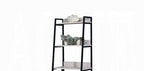Leaning Ladder Bookshelf with Natural Wood Shelves - Black