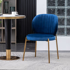Blue Velvet Dining Chair with Gold Metal Frame