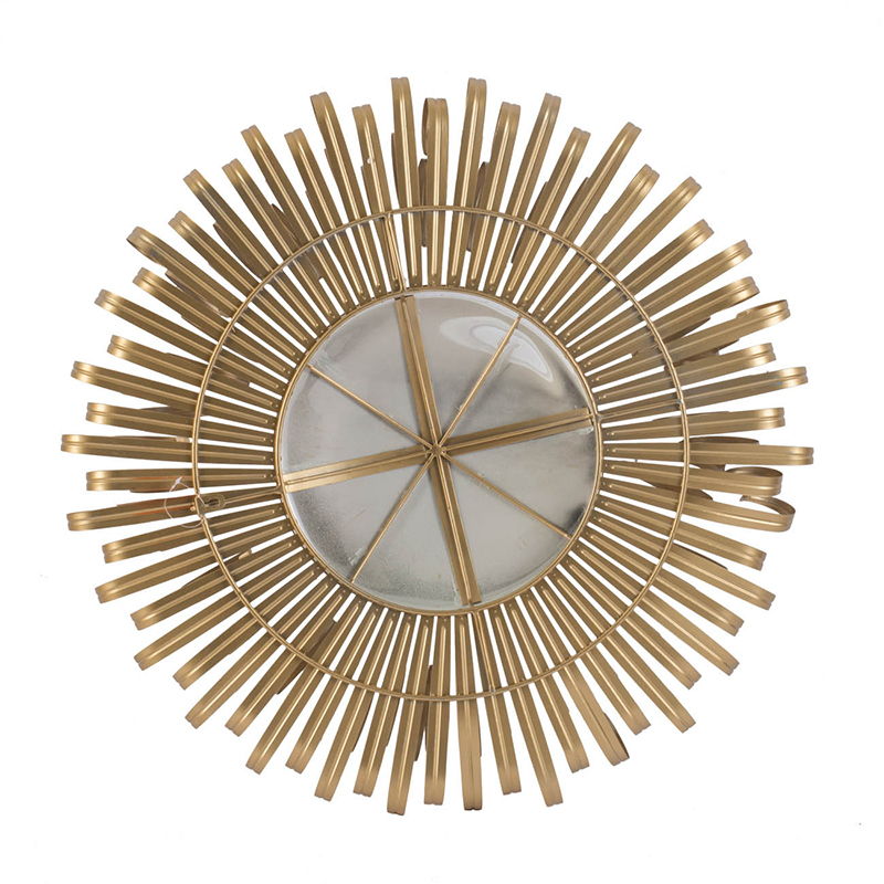 Sunburst Design Wall Mirror with Decorative Gold Finish - Modern Entryway