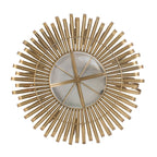 Sunburst Design Wall Mirror with Decorative Gold Finish - Modern Entryway