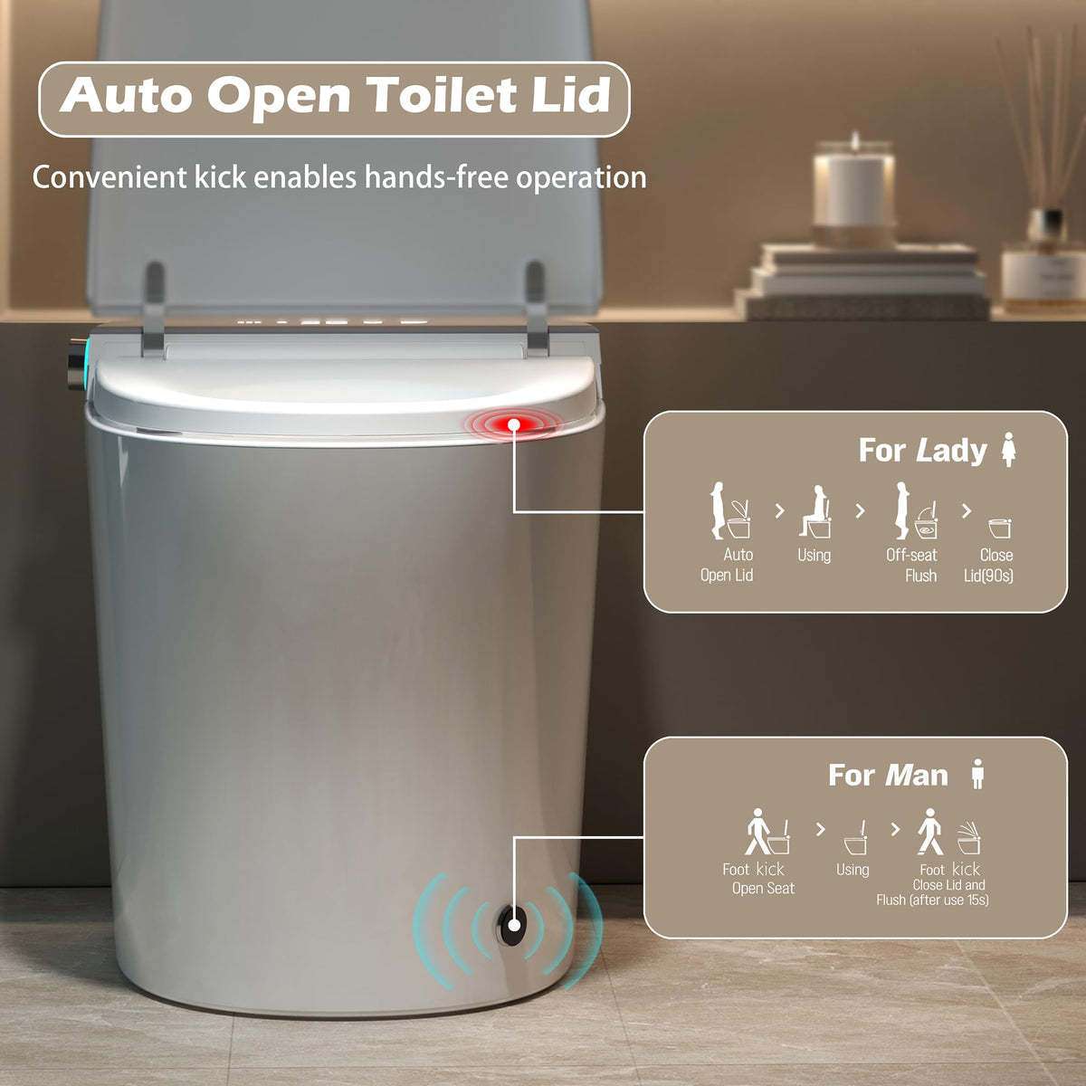 Smart Toilet with Built-In Bidet and Heated Seat - White