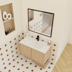 Floating Bathroom Vanity With Sink Combo with Soft-Close Doors - Brown or Light Brown