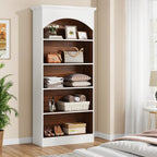 5 Tier Library Bookcase with Waterproof Melamine - White