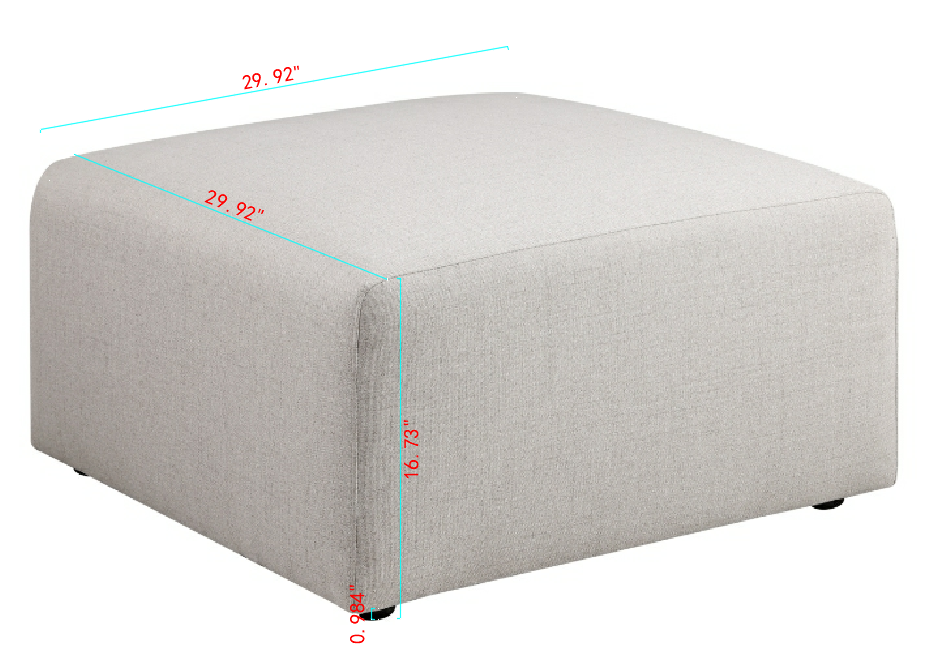 Beige Sofa Ottoman with Plush Corduroy - No Assembly Required