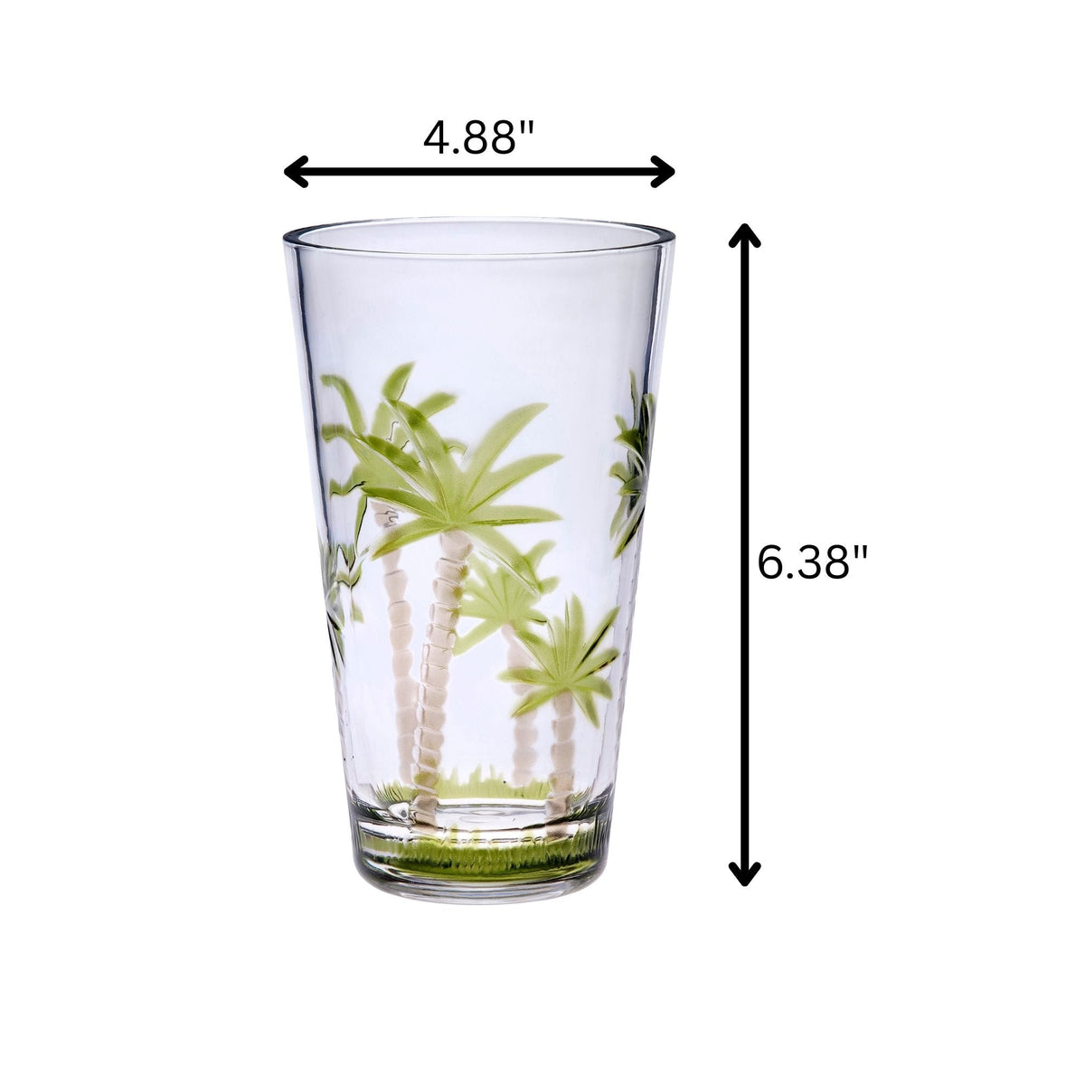 Palm Tree Design Acrylic Hi Ball Glasses with BPA-Free Durability - Clear