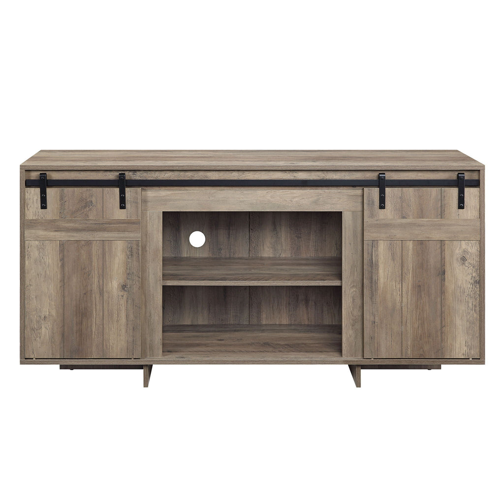 Bellarosa TV Stand with Sliding Barn Doors - Dark Gray
