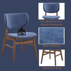 Bevis Side Chair Set with Padded Cushion - Blue or Dark Green