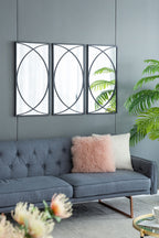 Rectangular Wall Mirror with Black Frame - 15.7" W x 0.7" D x 31.9" H - Black