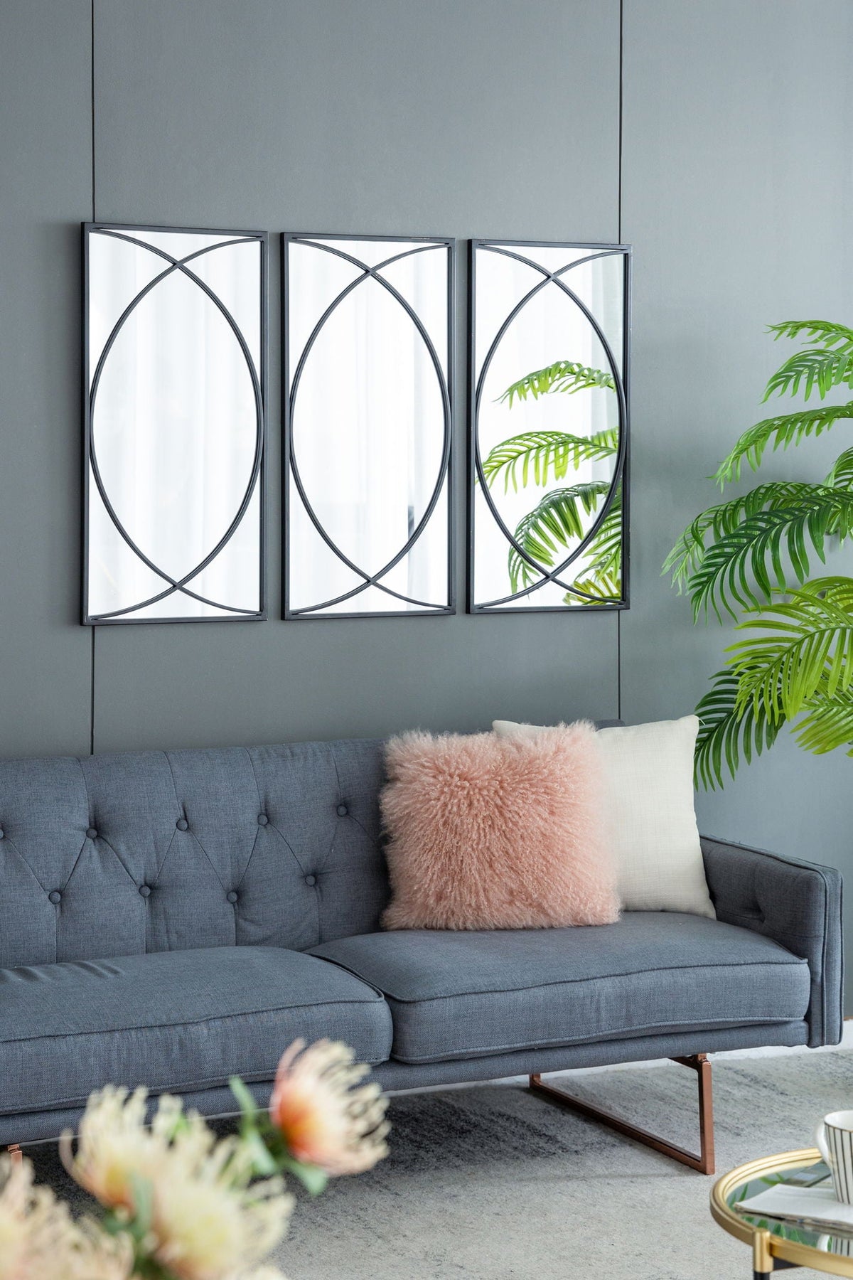 Rectangular Wall Mirror with Black Frame - 15.7" W x 0.7" D x 31.9" H - Black