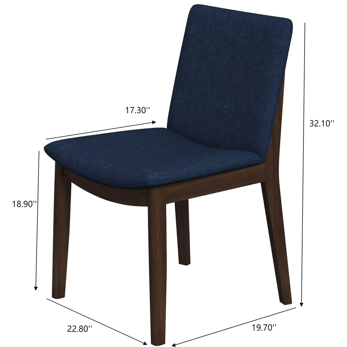 Mid-Century Modern Solid Wood Dining Chair Set with Fabric Upholstery - Multiple Colors