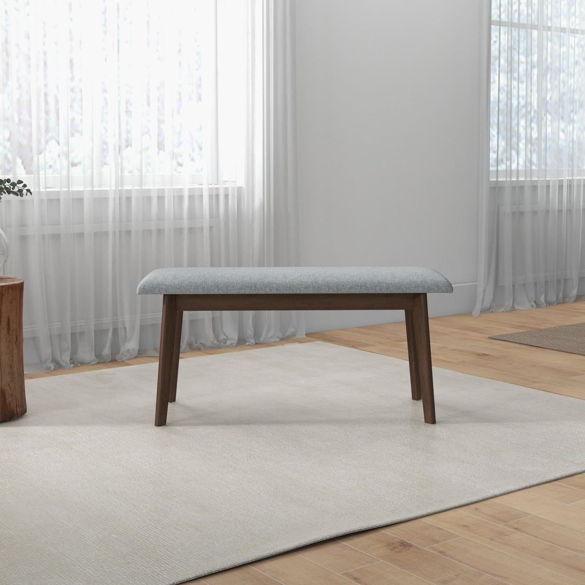 Carlos Upholstered Bench with High Density Foam Cushion - Gray