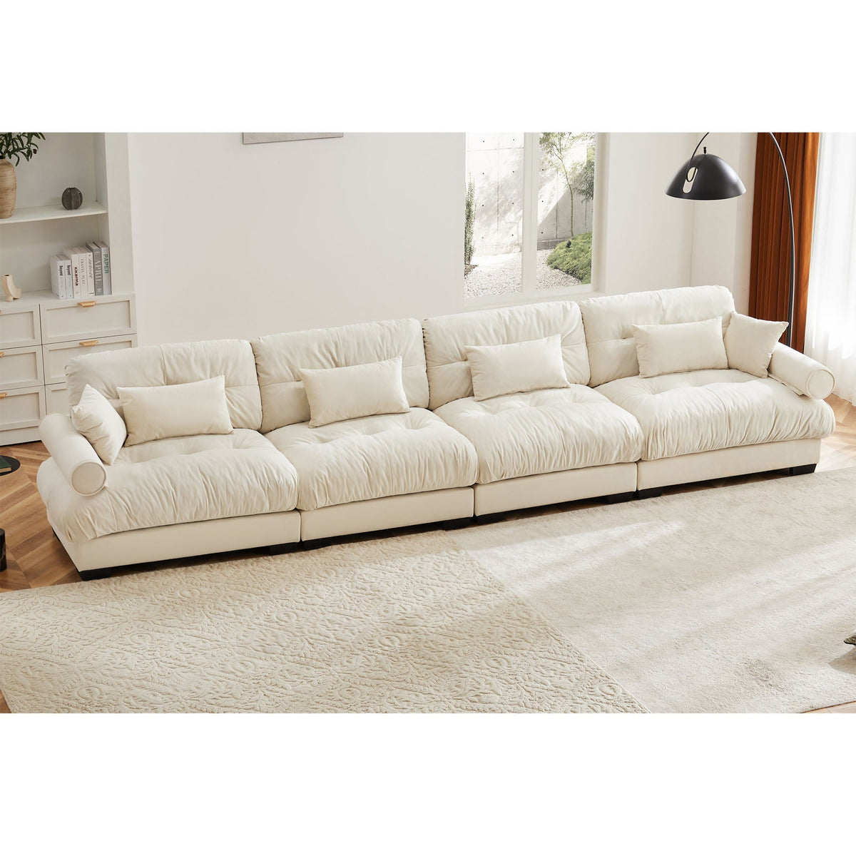 Oversized Modular Sectional Sofa with Deep Seat – Available in Dark Gray, Blue, or Beige