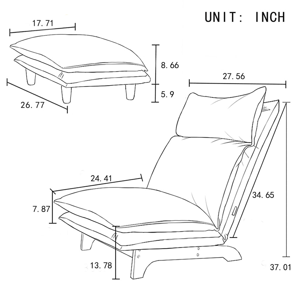 Single Foldable Reclining Chair with Sofa Bed - Blue or White