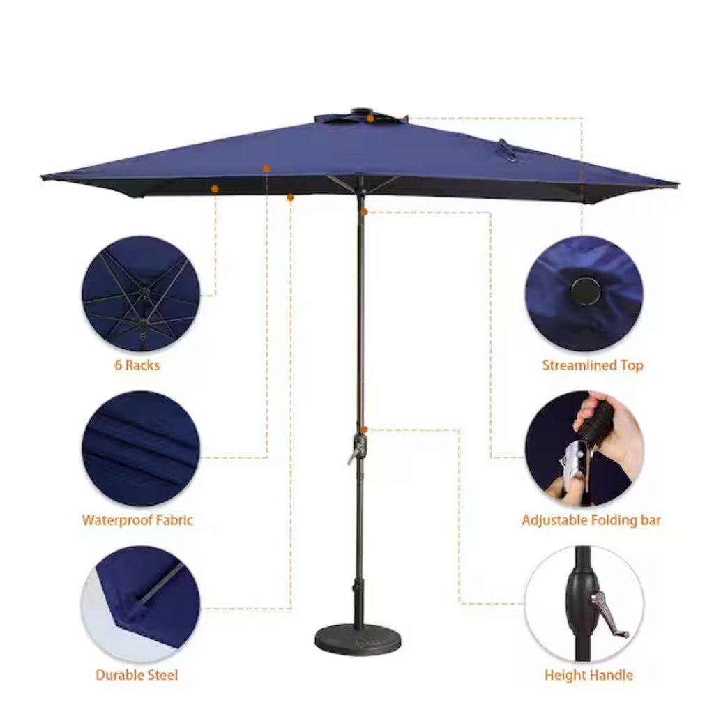 Rectangular Patio Umbrella with Crank Tilt - UV-Resistant Canopy