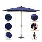 Rectangular Patio Umbrella with Crank Tilt - UV-Resistant Canopy