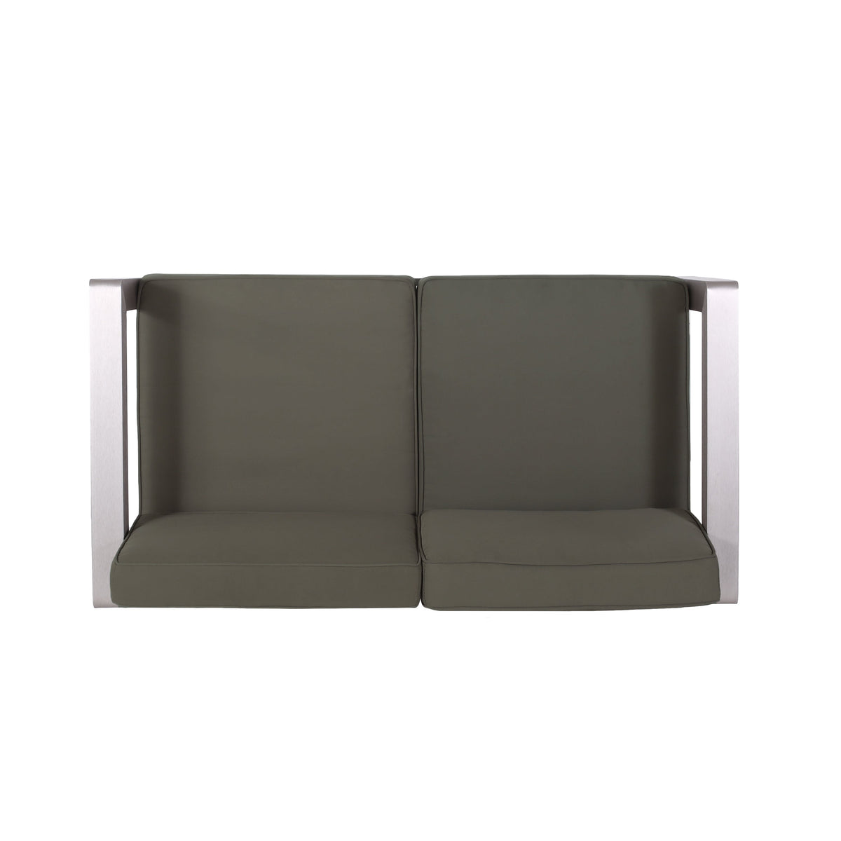 Outdoor Aluminum Loveseat with Deep Cushions - Silver