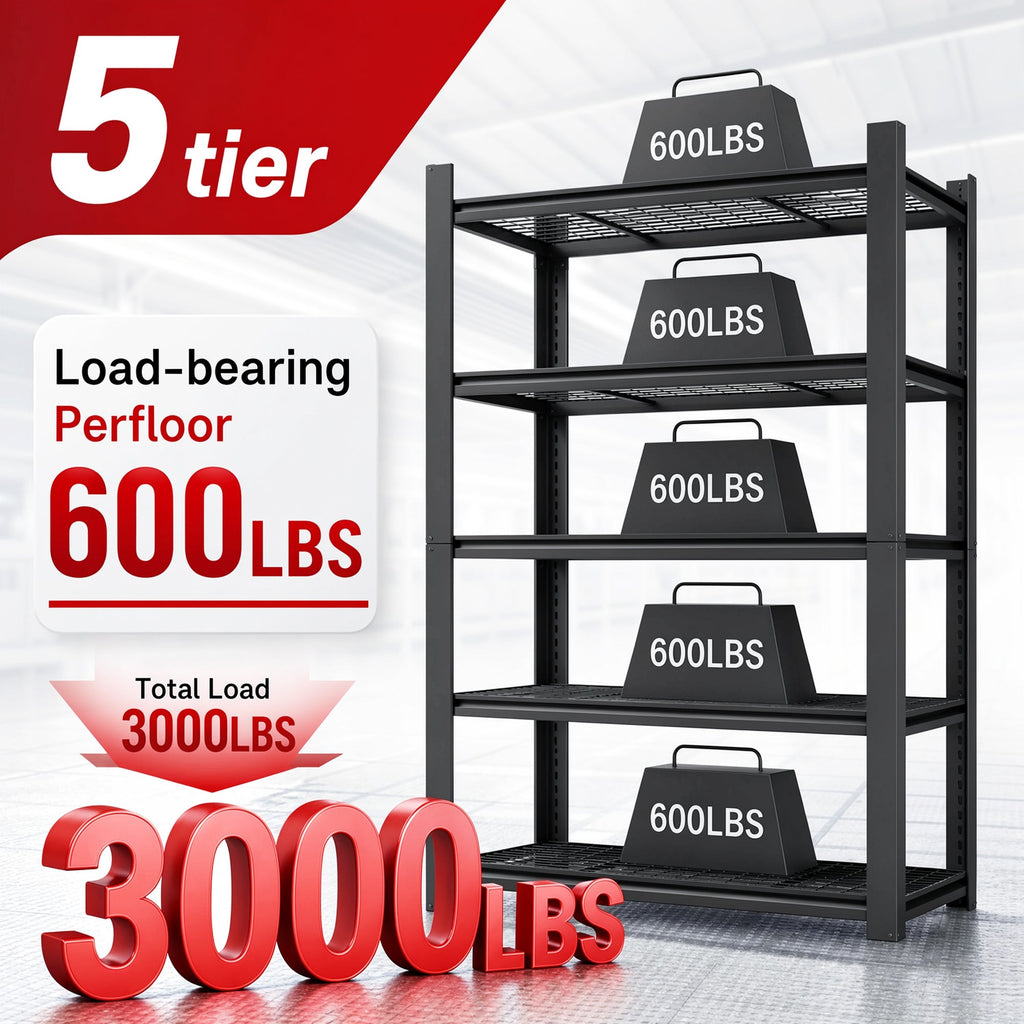 72"H Heavy Duty 5-Tier Shelving Rack