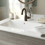 24" Ceramic Drop-In Bathroom Vessel Sink with Single Faucet Hole - White