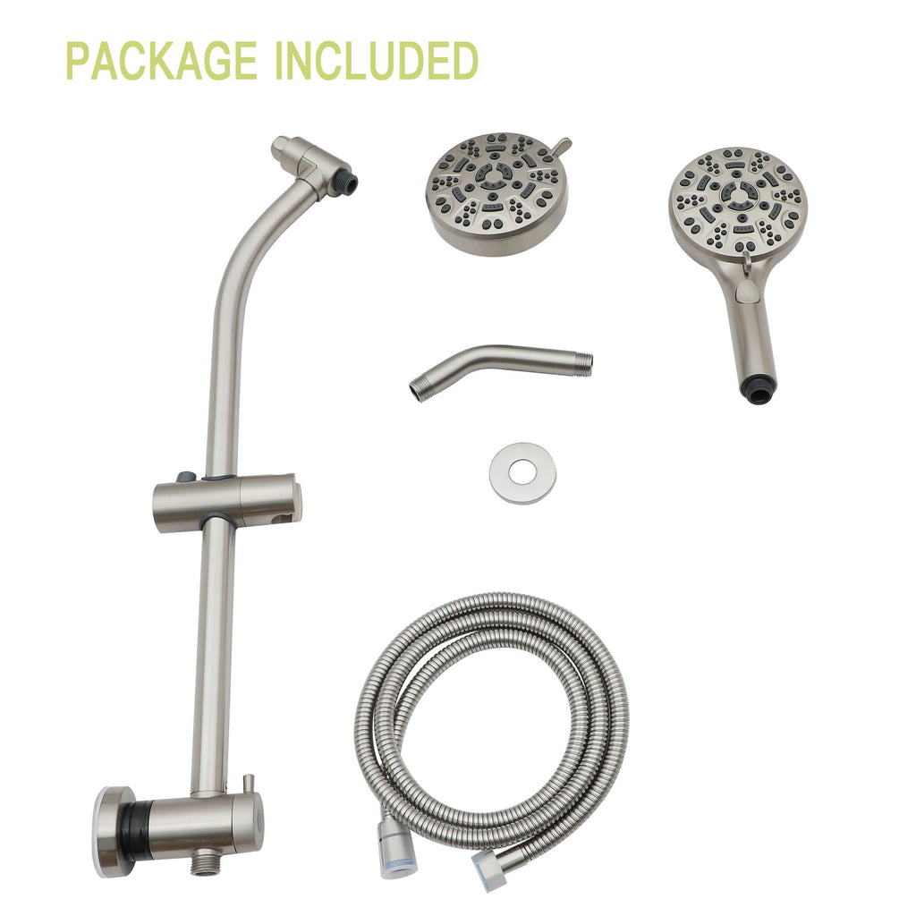 Dual Shower Head System with Rain Shower and Adjustable Slide Bar - Multiple Colors