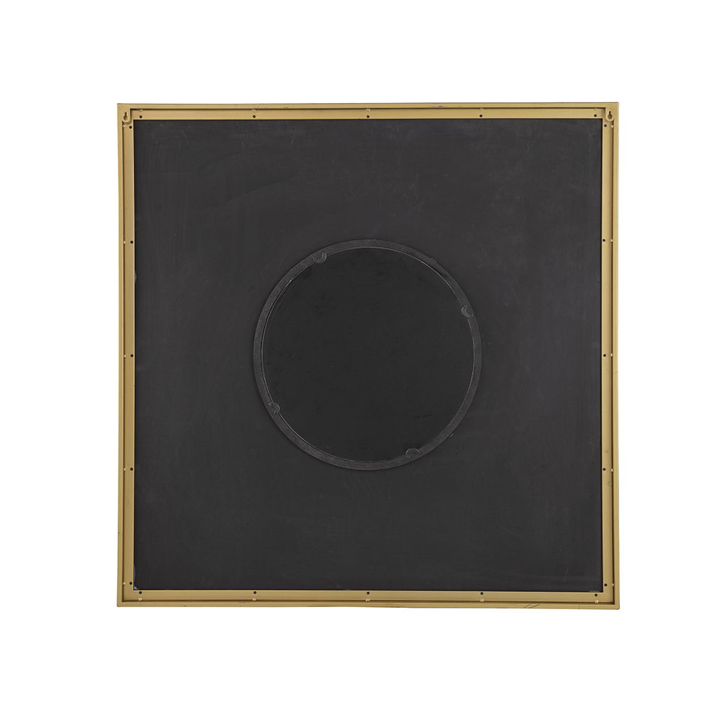 Square Carved Mirror with Pleated Design and Iron Frame - Black or Dark Brown