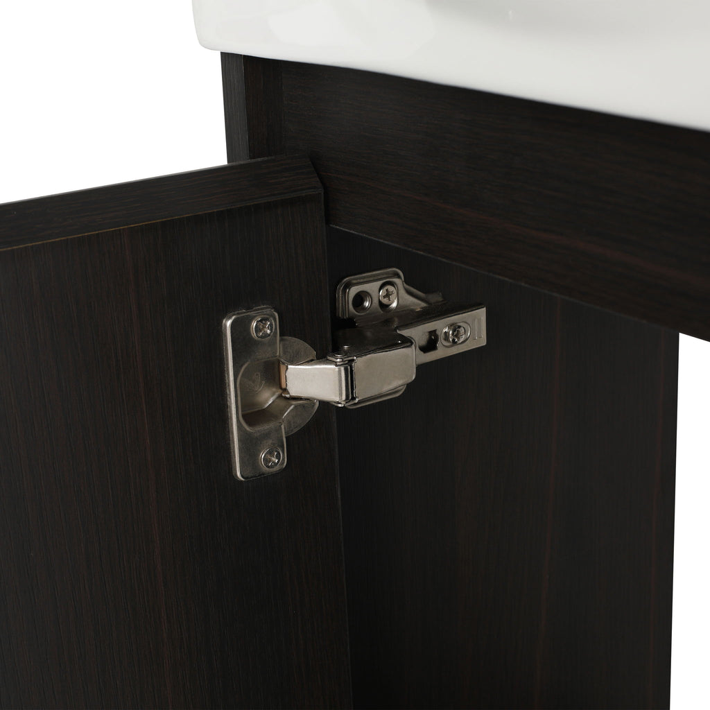 Modern Bathroom Vanity with Ceramic Basin and Storage Cabinet - Light Brown, Black, or White