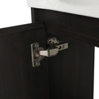 Modern Bathroom Vanity with Ceramic Basin and Storage Cabinet - Light Brown, Black, or White