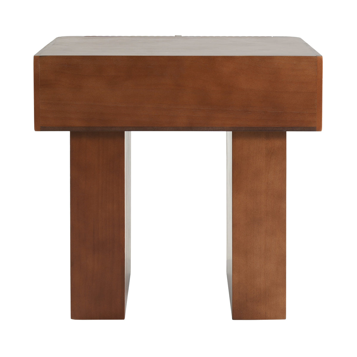 Wood End Table with Drawer with Fluted Front - Walnut