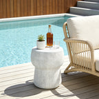 Outdoor Patio Accent Table with Crack Process - Magnesium Oxide Finish