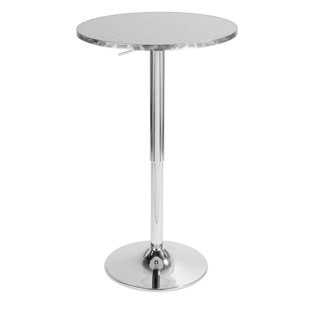 Contemporary Adjustable Round Bar Table with Hydraulic Lift - Silver
