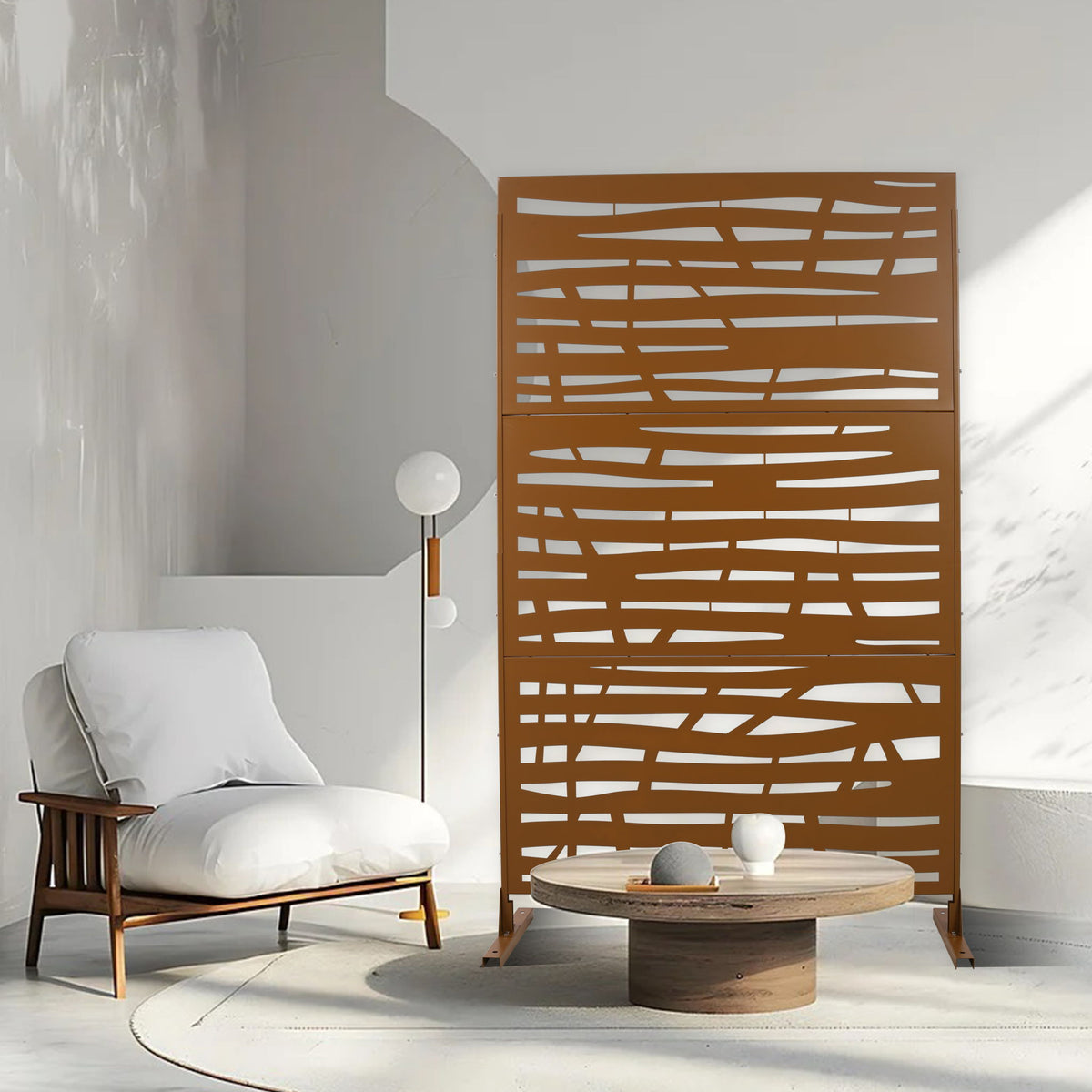 Metal Privacy Screen Room Divider with Durable Construction - Black, White, Dark Brown