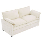 Modern Loveseat Sofa with Side Storage Pockets - Green, Beige, or Dark Gray