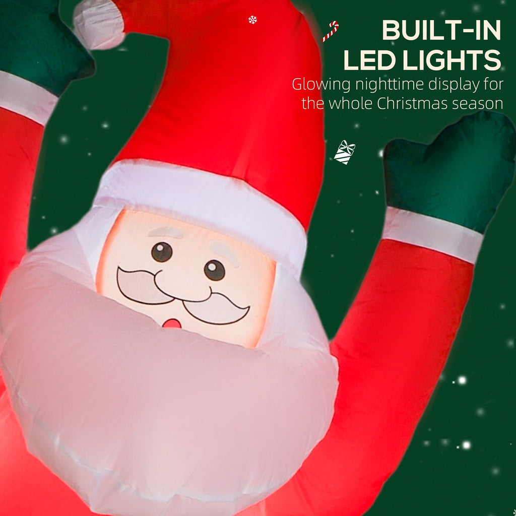 7ft Hanging Christmas Inflatable Santa with Dog with LED Lights - Brown, Green, Red