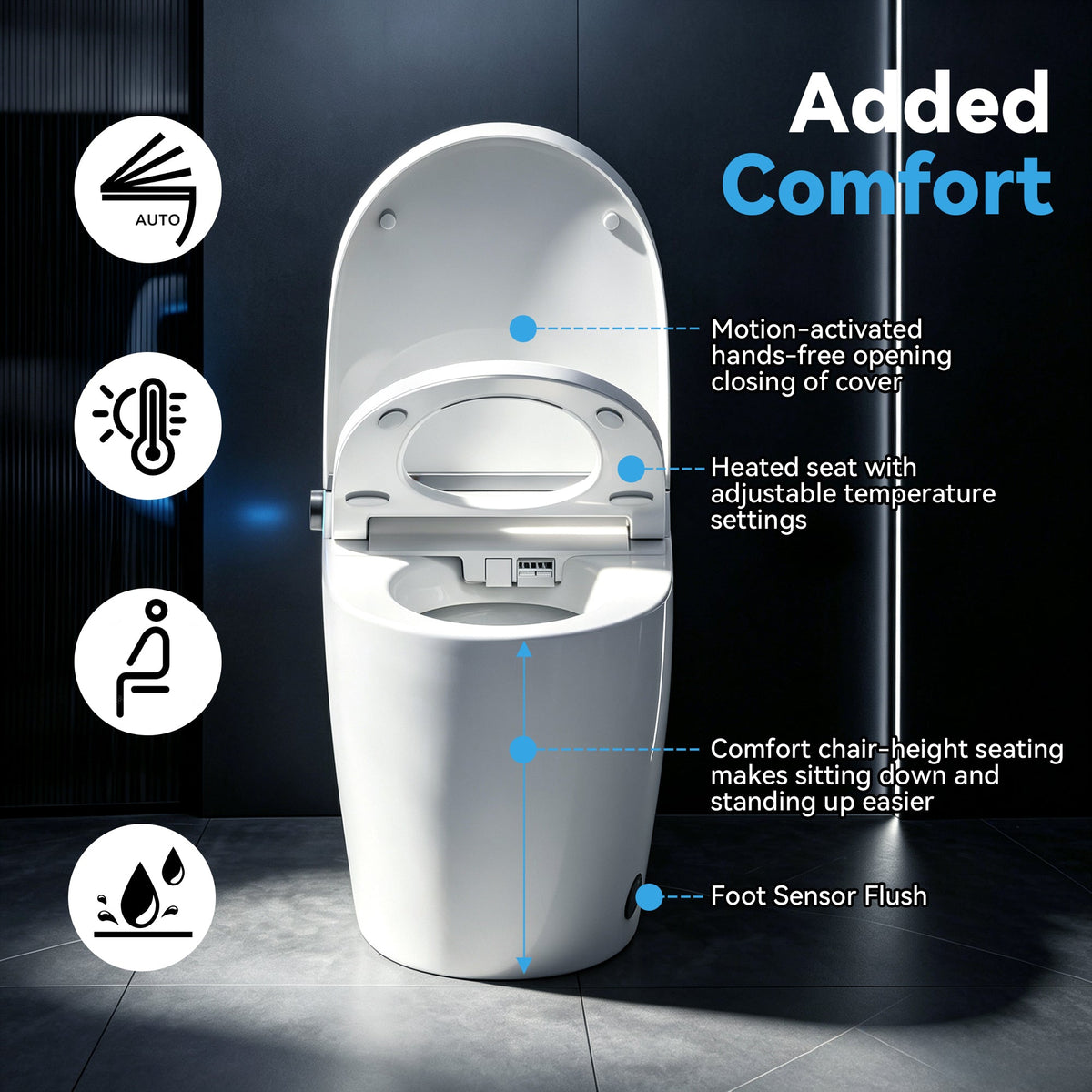 Smart Toilet with Heated Bidet Seat