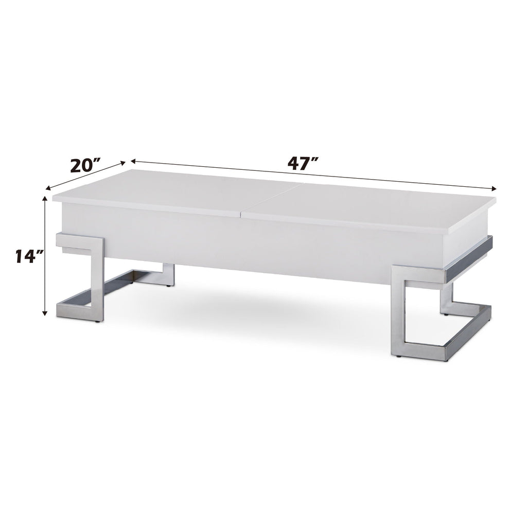 High Gloss Coffee Table with Lift Top and Hidden Storage - Black or White