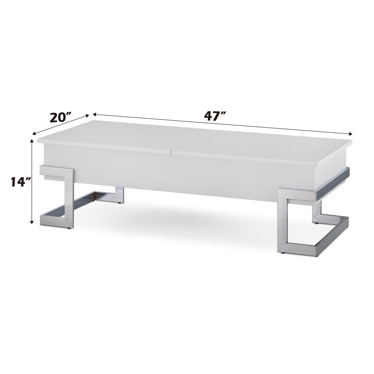 High Gloss Coffee Table with Lift Top and Hidden Storage - Black or White