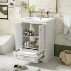 Modern Bathroom Vanity with Ceramic Sink Combo and Storage Cabinet - Multiple Colors