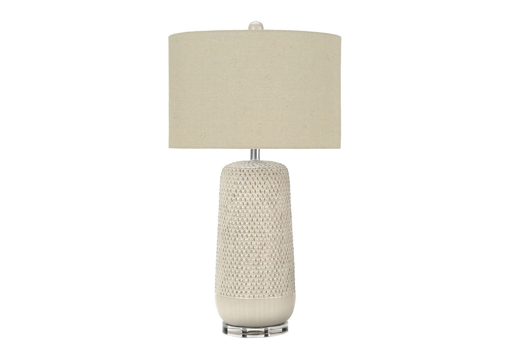 Contemporary Ceramic Table Lamp with 3-Way Lighting - Beige