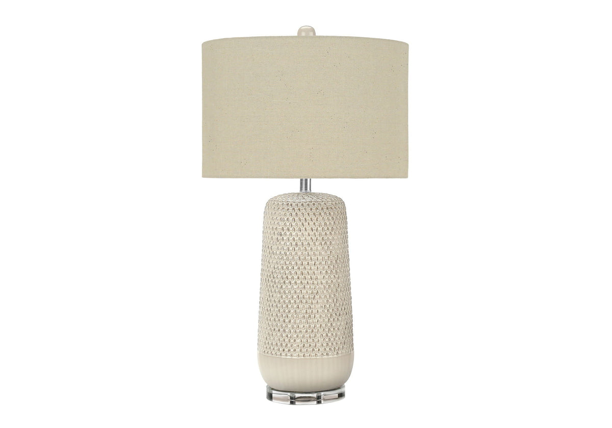 Contemporary Ceramic Table Lamp with 3-Way Lighting - Beige