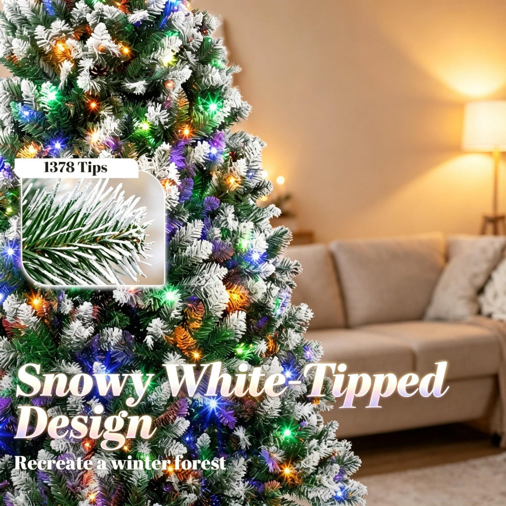 7.5 ft Pre-Lit Artificial Christmas Tree with 400 LED Lights - White Tips