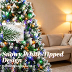 7.5 ft Pre-Lit Artificial Christmas Tree with 400 LED Lights - White Tips