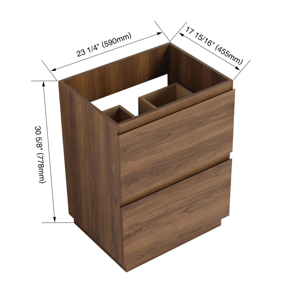 Modern Freestanding Bathroom Vanity Cabinet with Double Drawer - Light Brown or Dark Brown