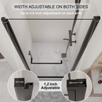 Matte Black Semi-Frameless Pivot Shower Door with Adjustable Width – 34"-35.2" x 72"