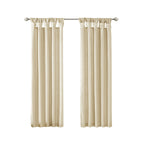 Champagne Twist Tab Lined Window Curtain Panel with Faux Silk Finish - 50" x 95"
