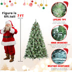 8 Ft Full-Bodied Pre-Decorated Pinecone Christmas Tree with Pine Cones - Green