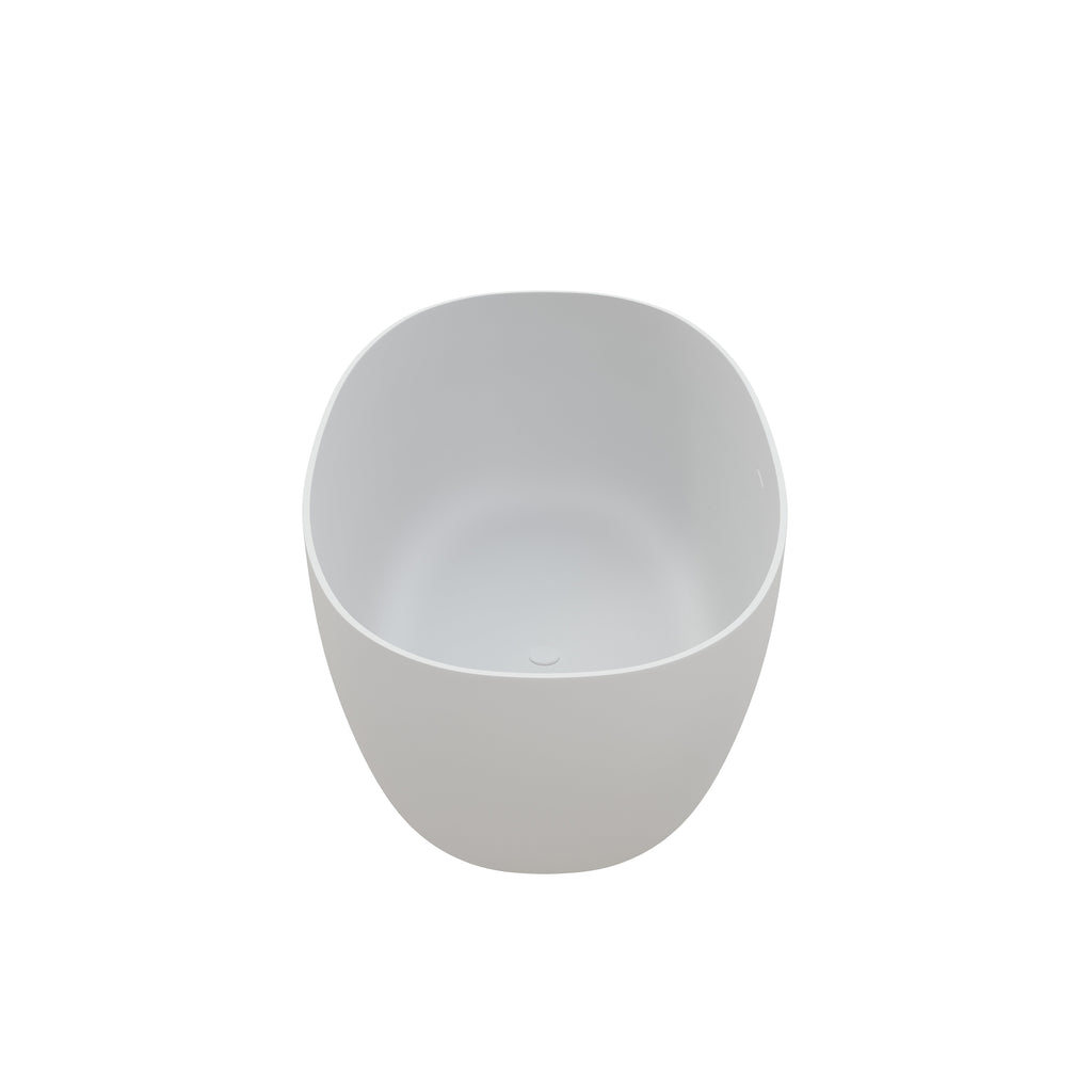 59" Solid Surface Soaking Bathtub with Freestanding Design - Matte White